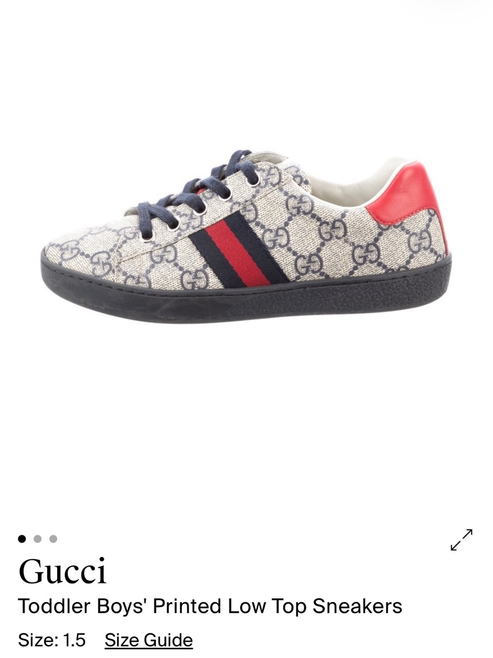Gucci Kids GG Canvas Low Top Sneakers in Navy and Red